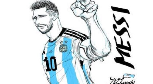 Komikus Jepang Yugo Kobayashi Menggambar Ilustrasi Sosok Lionel Messi